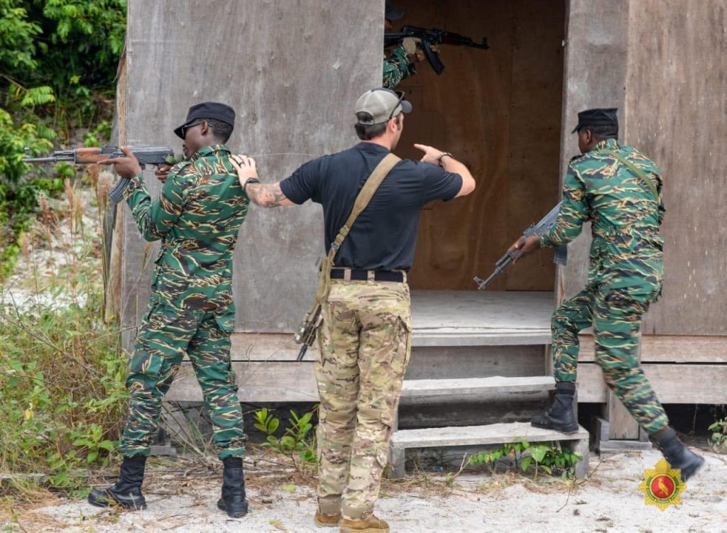 American military personnel training with GDF ranks during the recently concluded Tradewinds Exercise in Guyana