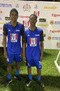 Clarendon College’s goal scorers were Terron Williams (left) and Daniel Clarke