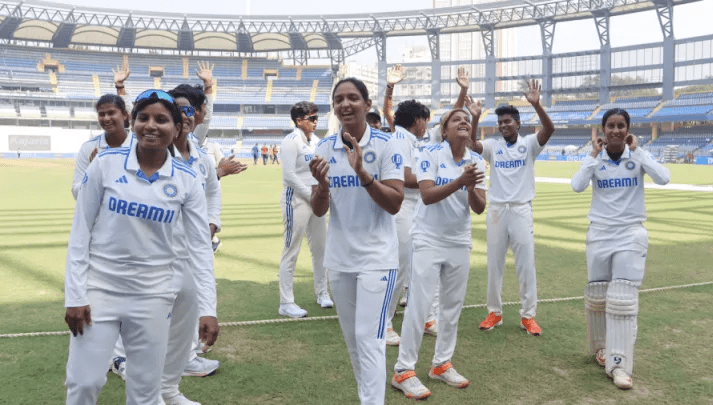 Harmanpreet Kaur leads India's celebrations after the historic win. (BCCI)