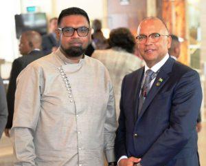 President, Dr. Irfaan Ali and Anthony Whyte, Chairman of the Guyana Energy Conference and Supply Chain Expo at last year’s event