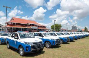 Several pick-ups which were acquired for the Guyana Police Force in 2021