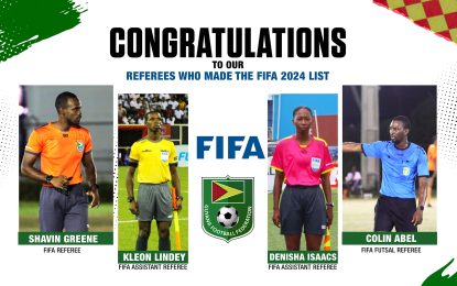 Four Guyanese referees make FIFA 2024 list