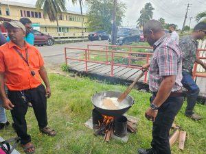 Essequibo teachers cooking whilst protest