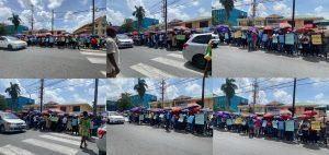 Scenes from the teachers’ protest action in Georgetown, in front of the Ministry of Labour located on Brickdam