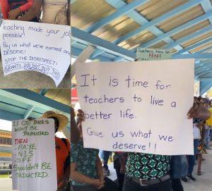 Essequibo teachers’ placards