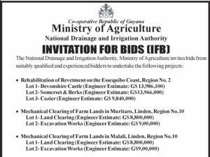 The Ministry of Agriculture’s invitation for bids