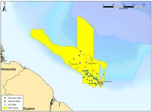 Map showing the location of the Redmouth and Trumpetfish wells to be drilled this year