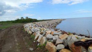 Section of rip-rap sea defence structure along Mahaicony.