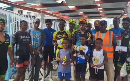 Romello Crawford captures cycle race against domestic violence in Berbice