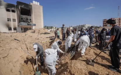 Nearly 200 bodies found in mass grave at hospital in Gaza’s Khan Younis