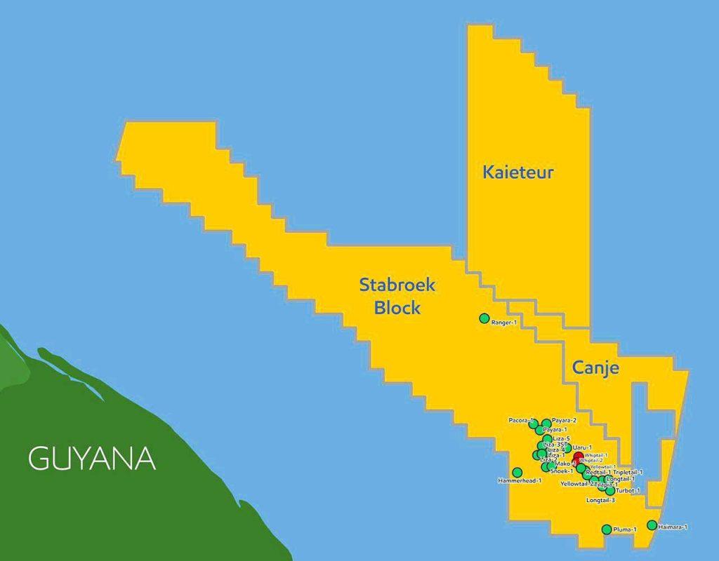 Map showing the Stabroek Block offshore Guyana