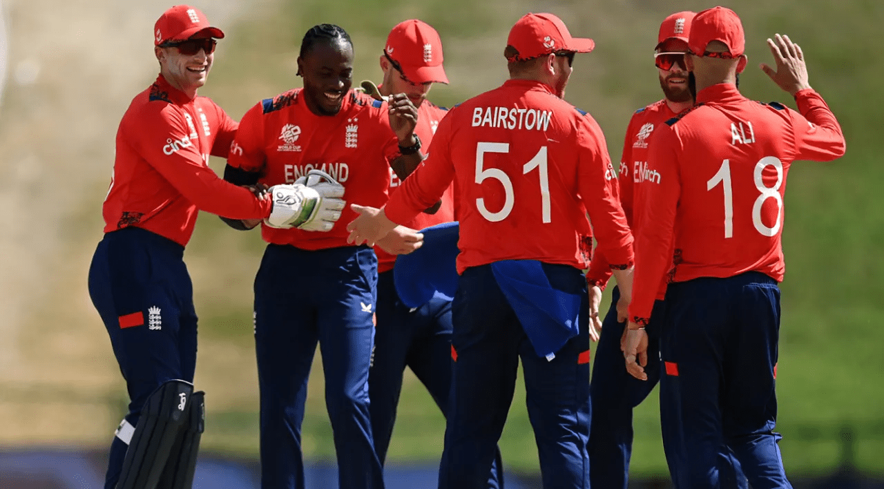 Jofra Archer struck with his second legitimate delivery. (ICC via Getty Images)