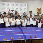 CNOOC Guyana Limited, GTTA distributes table tennis equipment to indigenous schools