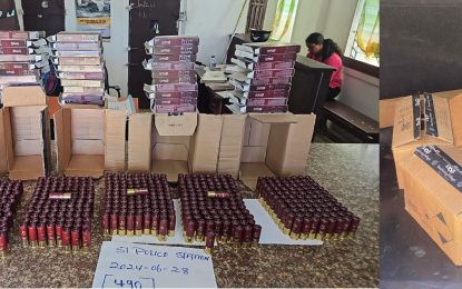 Boxes of illegal ammo found aback car during Berbice roadblock