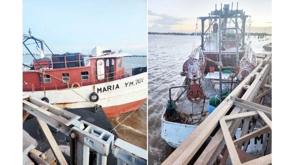 The drifting trawlers that collided with the bridge.