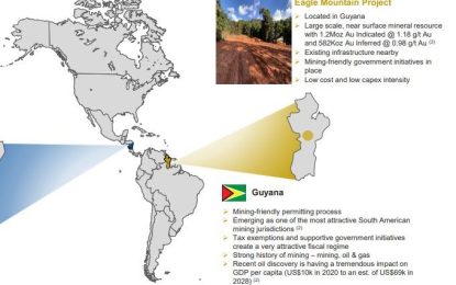 Canadian gold company talks up mining-friendly policies, tax waivers in Guyana