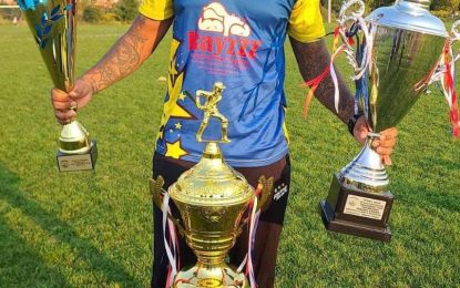 Canada-based Guyanese Sahadeo Ramkhellwan blasts 147 not out for Rising Stars in CPSCL T20 tournament