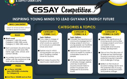 US$10,000 scholarship up for grabs in Guyana Energy Conference essay competition