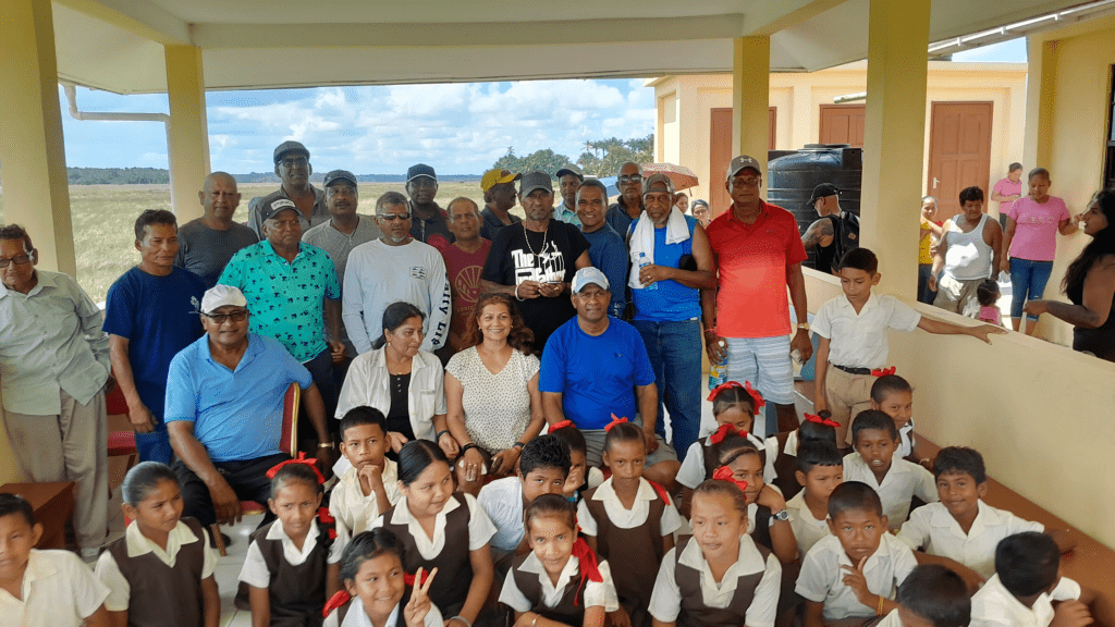 Captain David Singh (second from left) with donors and villagers, Feroze Barakat, CEO Odyssey Transport, Odyssey Sightseeing and FAB Mining also sharing the moment. 