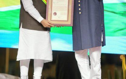 Pres. Ali conferred India’s PM. Modi with Guyana’s highest national award