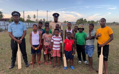 Police donate Cricket Gear to youths in Corentyne