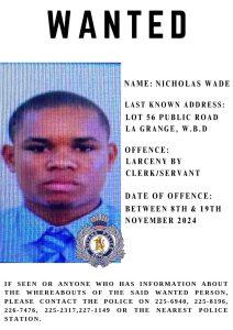 Man wanted for Larceny by Clerk/Servant