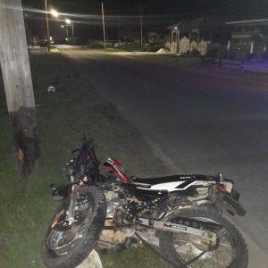 E/bo motorcyclist fractures hip, rib cage after crash with GPL pole