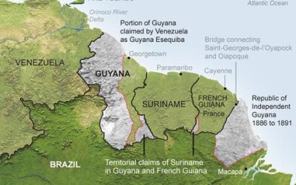 Condemnation grows over map at business conference showing New River Triangle is part of Suriname