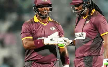 West Indies Masters move to two wins from two in International Masters League T20 with tense eight-run victory over England Masters