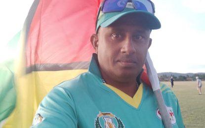 Surendra Hiralal of Universal Construction and Contracting, provides one cricket helmet to Project “Cricket Gear for young and promising cricketers in Guyana”