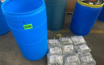 10.55 lbs of ganja found in barrel at Laparkan Wharf