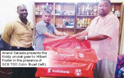 GCB donates Scotiabank Kiddy Cricket Kits to RHTSYC