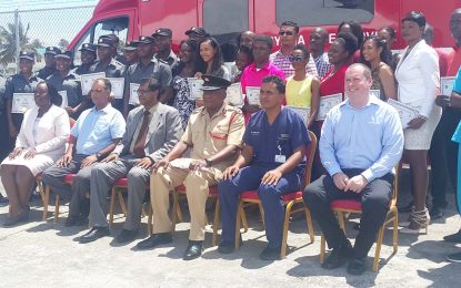 12 fire service members ready to render pre-hospital care