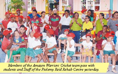 Amazon Warriors interact with students of Ptolemy Reid Rehab Centre