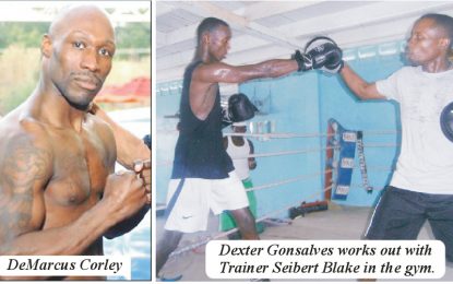Dexter Gonsalves matches gloves with former champ DeMarcus ‘Chop Chop’ Corley