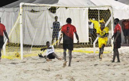 B’dos International Beach Soccer Showcase…Jaguars end Tourney with 4-3 win over Antigua