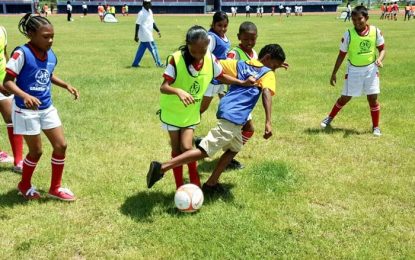 BOYS AND GIRLS ENJOY GRASSROOTS FOOTBALL IN WEST DEMERARA