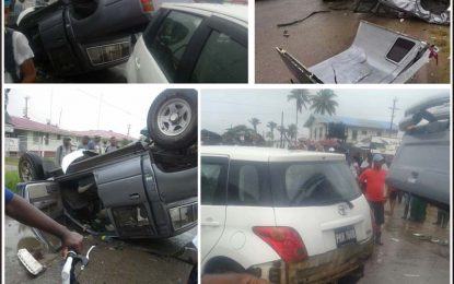 Several injured in Skeldon three-vehicle smash-up