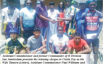 Dey rides away with Assistant Commissioner  Ian Amsterdam, Emancipation cycle race