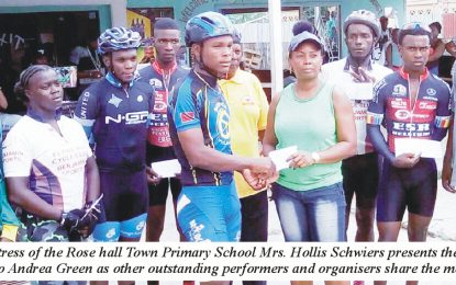 Andrea ‘Padlock’ Green top  honours in Rose Hall Town  47 Anniversary Cycle race