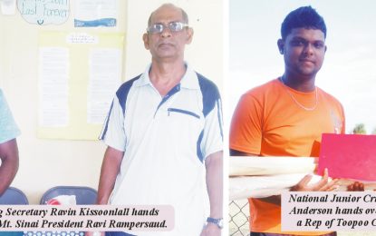 Rose Hall Town Gizmos & Gadgets First Division Team makes donation