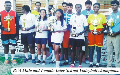 BVA Inter Secondary Schools Competition… Tagore Memorial and Skeldon  Line Path lift male and female titles