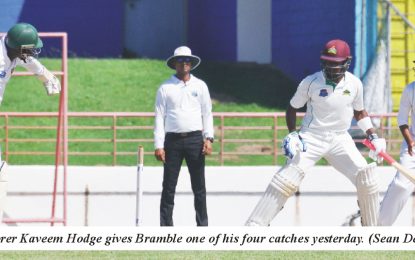 Rutherford’s 6-32 gives Jaguars slim advantage  as 14 wickets tumble on opening day