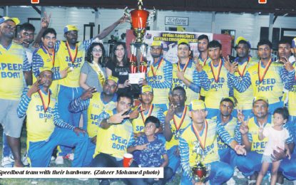 GFSCA Guyana Cup 7…  Harold’s last over heroics ensures  Ariel Speedboat retain Open title