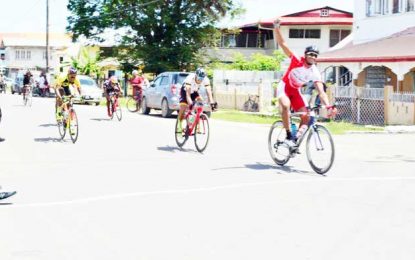 Forbes Burnham 3-Stage Memorial Cycle Road Race…Anthony (senior), Fraser (junior) and veteran Choo Wee Nam take first stage in Berbice