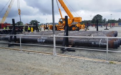 First shipment of pipes for oil production arrives