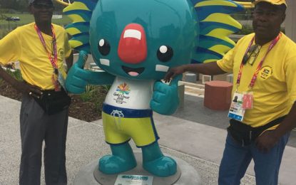 Gold Coast 2018 Commonwealth Games… Guyanese duo of Braithwaite and Goodluck getting warmed up for competition
