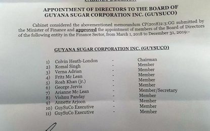 Cabinet faces dilemma over new GuySuCo board