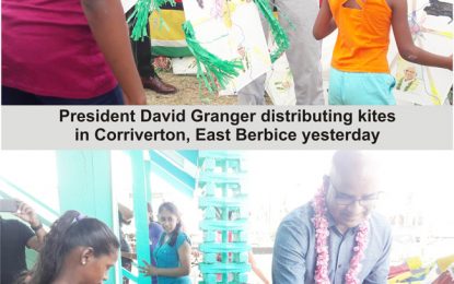 Granger, Jagdeo converge in East Berbice kite distributions
