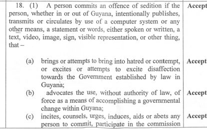 Cybercrime Bill clause sparks public outcry – –	 Persons believe it could be used to silence Govt. critics